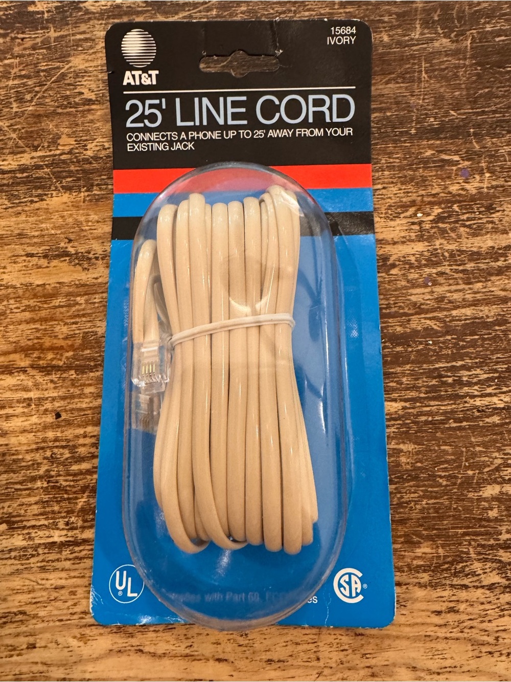 AT&T 25' Ivory Line Cord new in box factory sealed